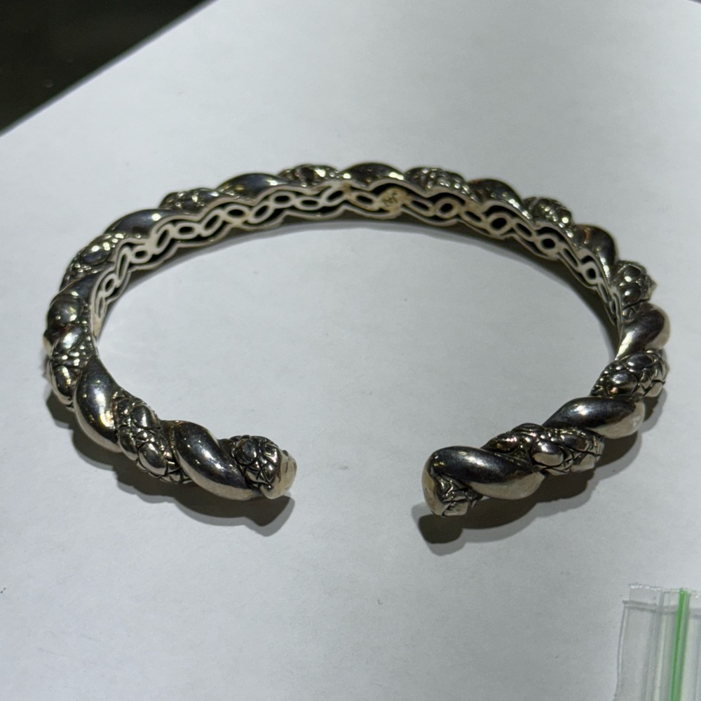 Sterling Silver 925 JAI John Hardy Twist Cable Hinged Bangle Cuff Bracelet 7.25” - Picture 8 of 10